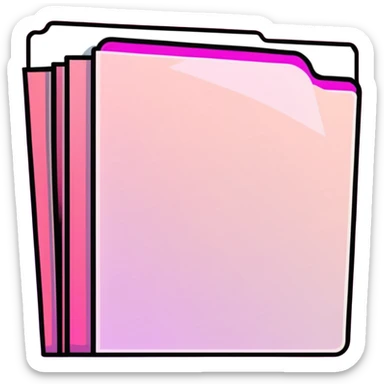 document folder, transparent glass with bright pink gradient from #FF335F to #FF99AA, soft shadows and highlights, minimalistic sticker