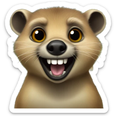 Hyrax with long canine teeth sitting on the top of a hut sticker