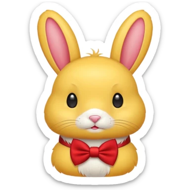 yellow bunny with red bowtie sticker