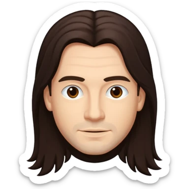 James Shaffer (b.1970) with long dark brown hair sticker