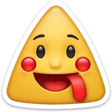 laughing emoji with a red triangle covering the lower half of the face, blending both symbols into one expressive emoji sticker