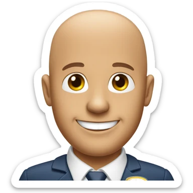 Bald smiling flight attendant guy in his 50’s sticker