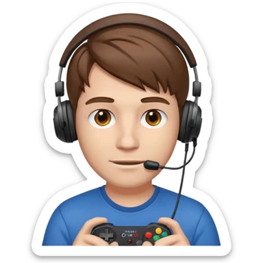 garcon blanc cheveux brun gamer sticker