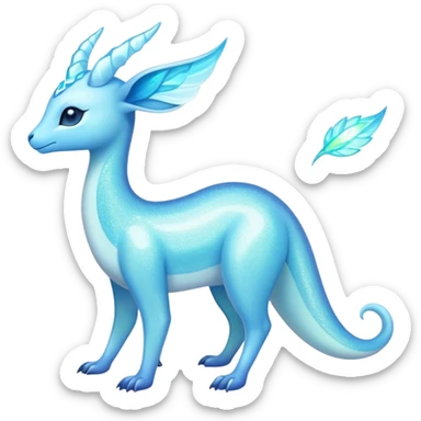 Shiny Exotic Colorful Ethereal Sparkly Amaura-Aurorus-Fakémon-hybrid-creature (full body)  sticker