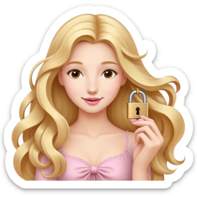 Cinematic Elegant Rapunzel Portrait Emoji, Twirling a lock of her golden hair, dreamy expression, soft pink lips curving into a gentle smile, delicate yet mesmerizing, a princess with a heart full of adventure and beauty! sticker