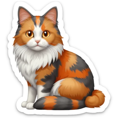 a very fluffy grey and white cat sitting next to another cat sticker