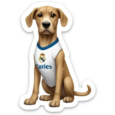 dog with t-shirt real madrid sticker