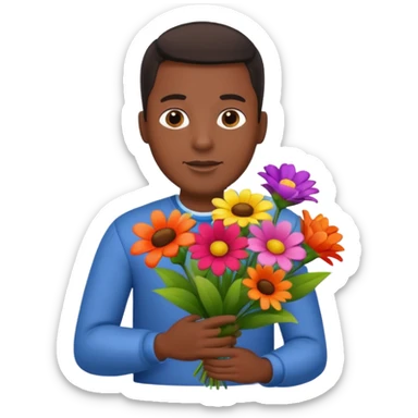 Black Male hand give a bogue of flowers sticker