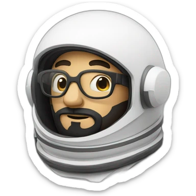 posing caucasian astronaut with black beard and white glasses sticker