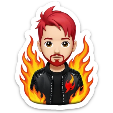 Mike Shinoda with fiery red hair, black sequin tour outfit  sticker