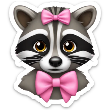 raccoon and pink bow sticker