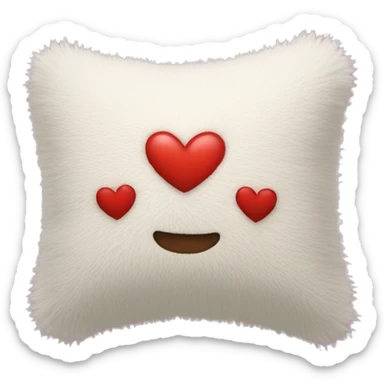 fuzzy pillow with heart sticker