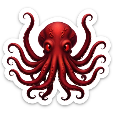 Shadowy tentacle creature in front of a bright red cloudy sky sticker