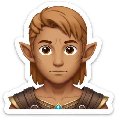 DnD character. The composition is centered, showing only the head and upper chest, ensuring perfect symmetry and alignment. sticker