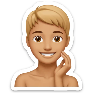 Hand on neck  while being happy sticker