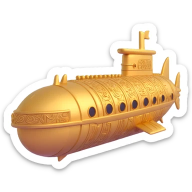 ancient Anunnaki golden submarine underwater with cuneiform carvings and ornate details sticker