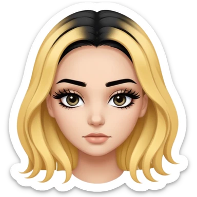 pretty female with a buss down middle part with baby hairs “edges” in jet black color with long full dark lashes with bottom lashes giving mean and sexy sticker