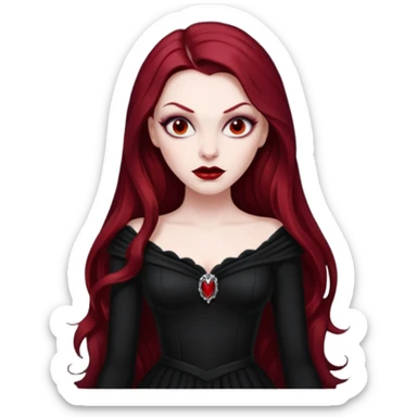 Vampira with long dark red hair sticker