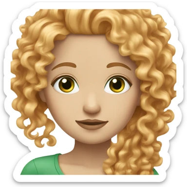 white girl with curly strawberry blonde hair and green eyes sticker