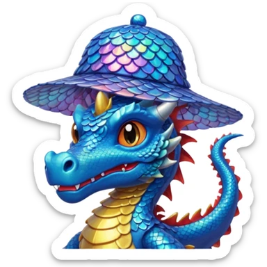 blue dragon with a hat sticker