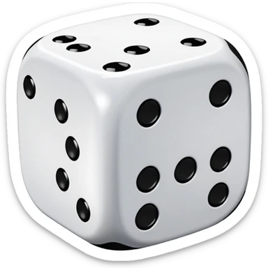 8-sided black and white dice, with dots from 1 to 8 on each side sticker