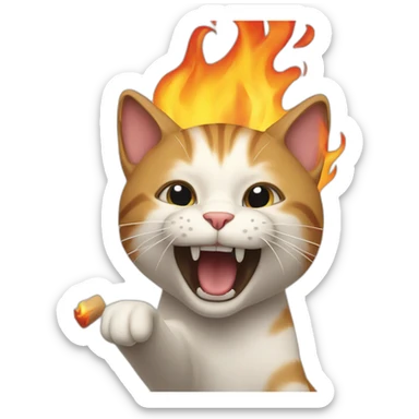 cat throwing fire sticker
