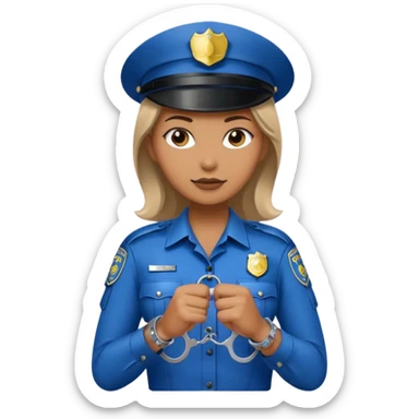 police woman holding hand cuffs sticker
