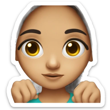 Cute hispanic girl with big eyes and long dark hair sticker