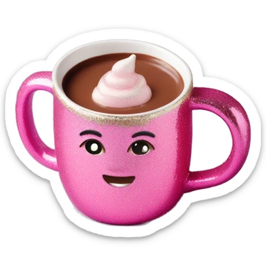 Hot cocoa in a Glitter pink mug  sticker