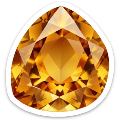 Single gemstone rock character, warm golden citrine, squat and heavy like a rock, with carved facets  sticker