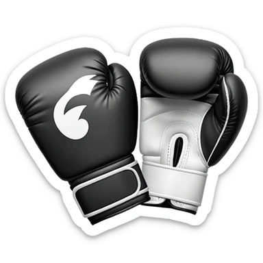Minimalistic flat vector icon, iOS style, thin black contour on white background. Boxing gloves or a fighter silhouette in stance. sticker