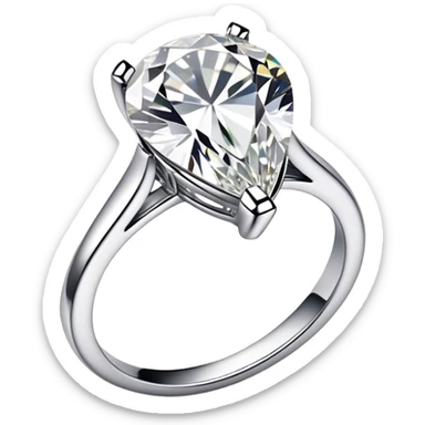 Engagement ring with tear shaped diamond sticker