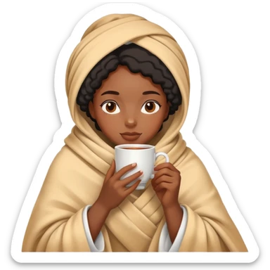 black girl wrapped in blanket drinking tea sticker