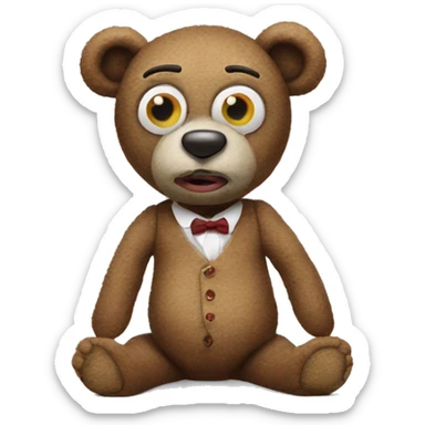 mr bean teddy bear with one eye as button sticker