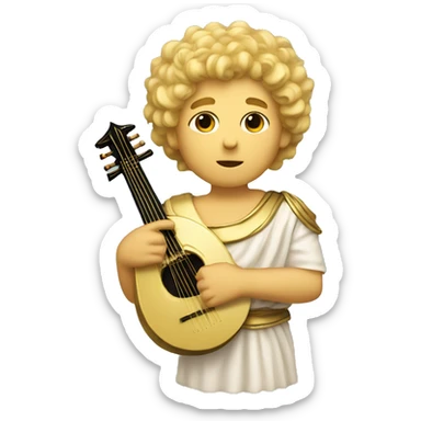 Apollo god. Calm face Holding a lyre with Blonde hair sticker