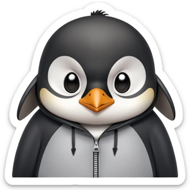 head and shoulders portrait of a friendly anthropomorphised penguin wearing a mafia-style tracksuit, soprano vibe, angry, intense brooding expression sticker