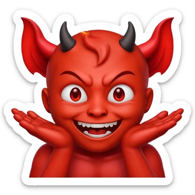 Make me emoji with devil face and rubbing hands like fly sticker