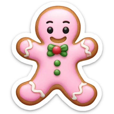 a pastel pink Christmas gingerbread man  sticker