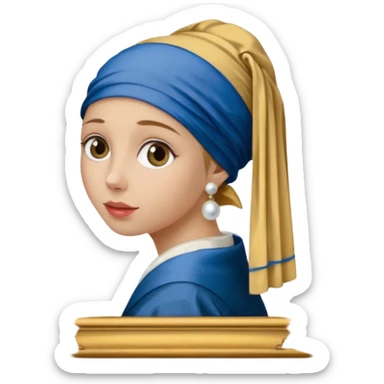 Girl with a Pearl Earring painting with frames sticker