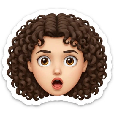 Curly hair brunette with a shocked angry face  sticker