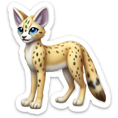 Cute Kawaii Epic Ethereal Sparkly Colorful Sergal-Serval-Caracal-Vernid full body sticker