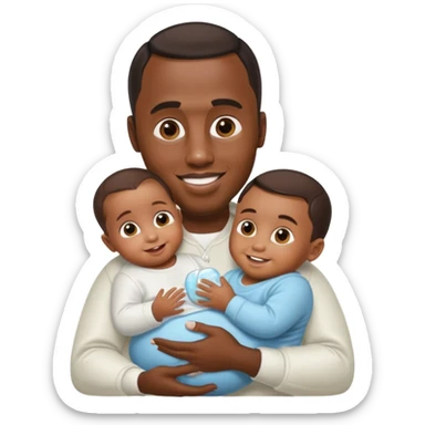 Sean “Diddy” Combs with baby oil and a very small infant sticker