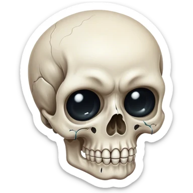 Sad skull with one tear  sticker