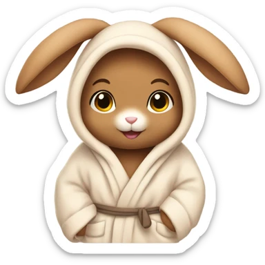 cute brown bunny in a robe sticker
