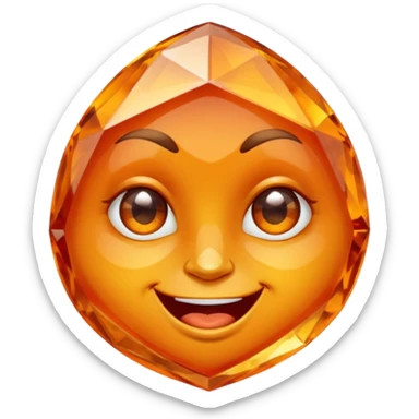 Orange crystal emoji winking face sticker