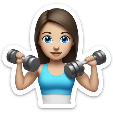 Realistic brunette girl with bright blue eyes lifting weights sticker