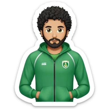 Abdul Ali : Age: Late 20s
Appearance: A strong-built South Asian man with curly black hair, a beard, and dark brown eyes.
Outfit: Green player tracksuit  sticker