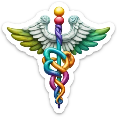 Elaborate and detailed colorful caduceus  sticker