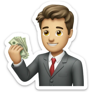 a business man waving money sticker
