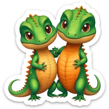 Romantic Lizard couple wear cute clothes  sticker